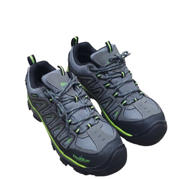 Nautilus Mens Safety Toe Work Shoes Size 10.5 M Gray Green Mesh N2208M Oil-Resis - Picture 1 of 5